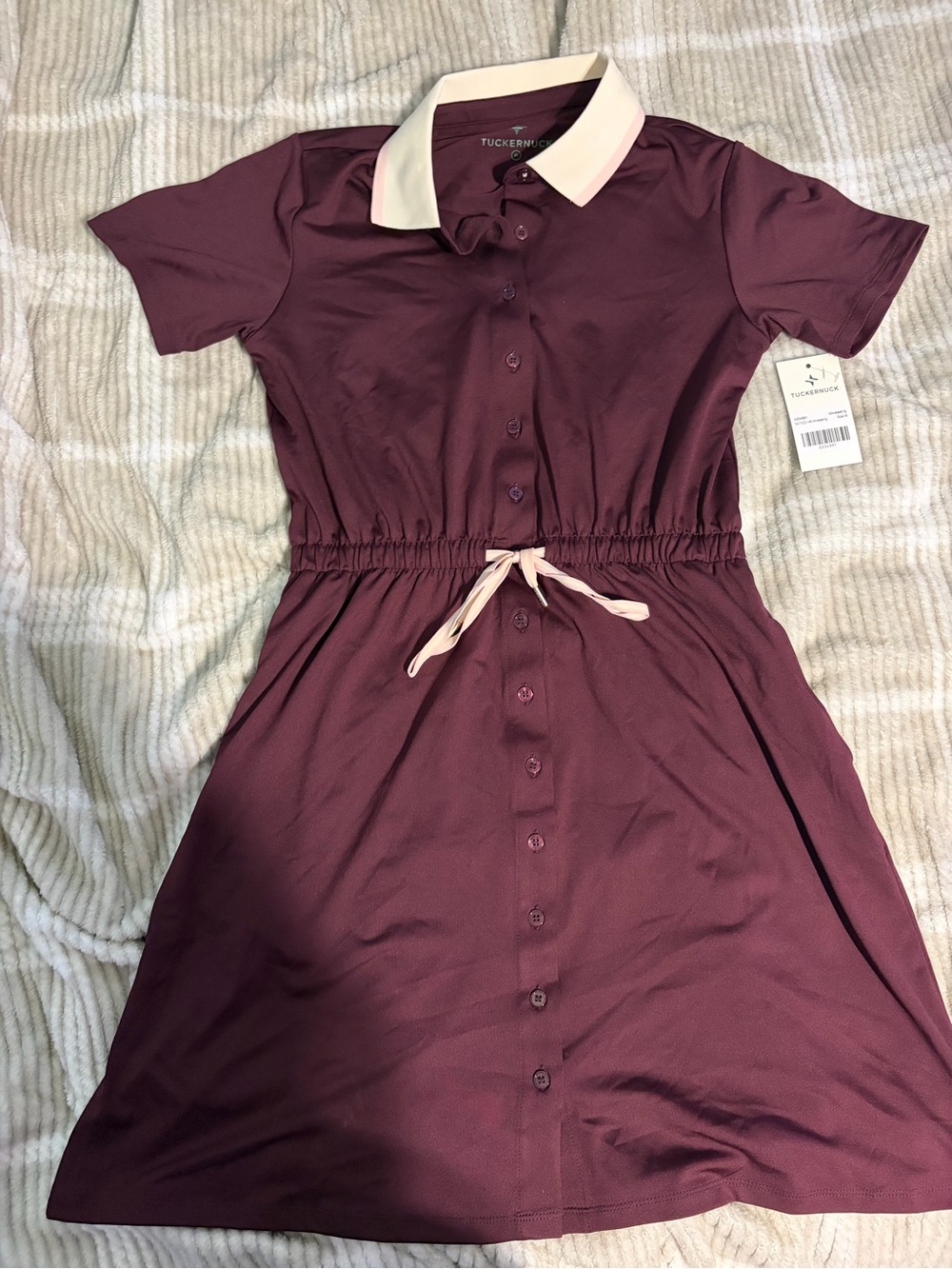 Tuckernuck Burgundy Mini Polo Dress with Cream Collar